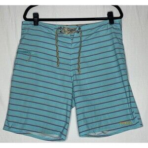 Patagonia Boardshorts 9" Inseam Teal Green Striped Swim Summer Men’s Size 34